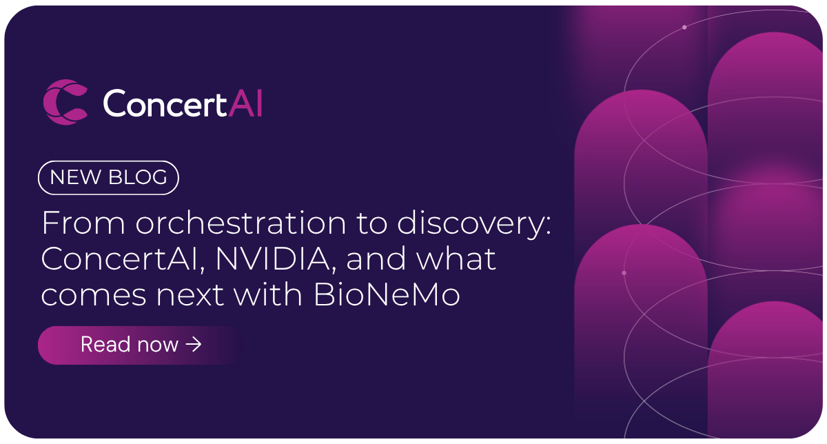 Blog From orchestration to discovery ConcertAI, NVIDIA, and what comes next with BioNeMo