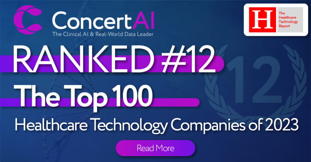 ConcertAI Ranked #12 on The Healthcare Technology Report's The Top 100 Healthcare Technology Companies of 2023