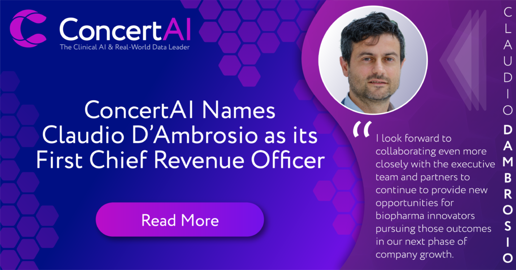 ConcertAI Names Claudio D’Ambrosio, PhD, as its First Chief Revenue Officer
