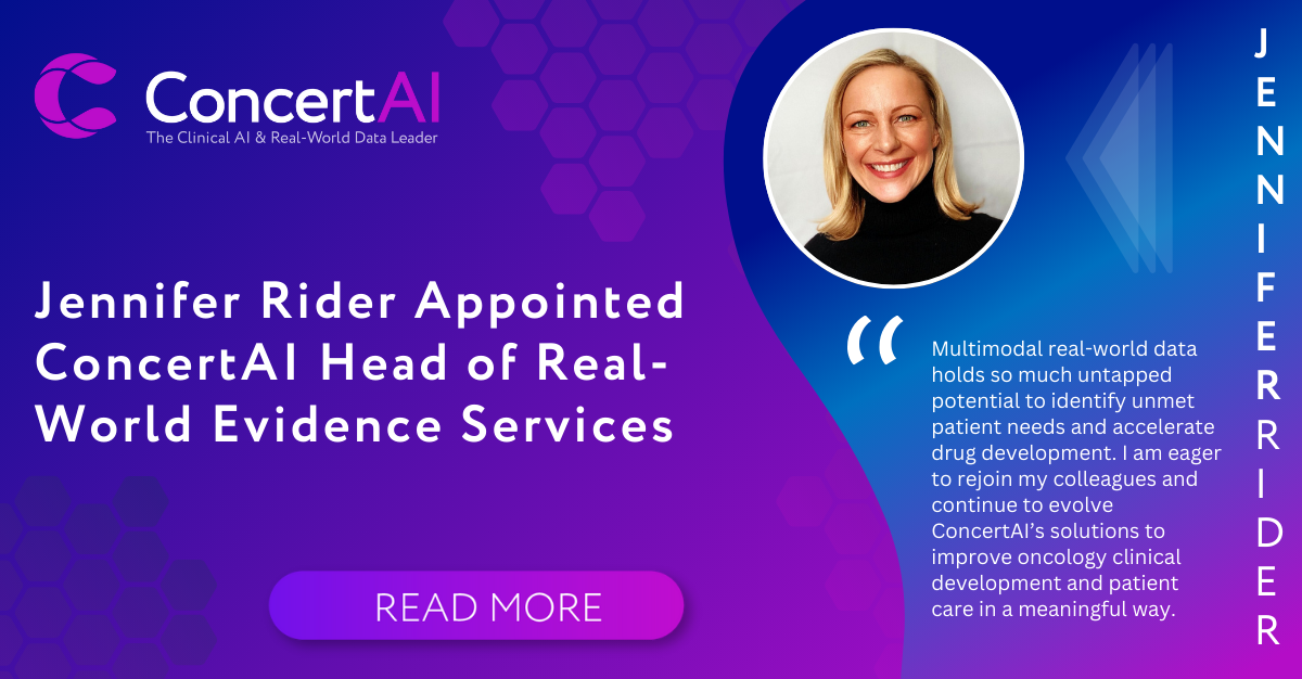 Jennifer Rider Appointed ConcertAI Head of Real-World Evidence Services